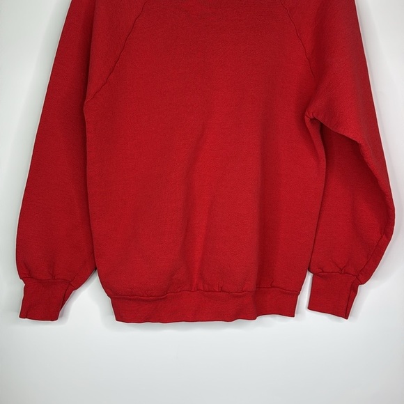 Vintage Fruit Of The Loom Red Blank Raglan Sleeve Crewneck Sweatshirt Medium - Picture 6 of 10